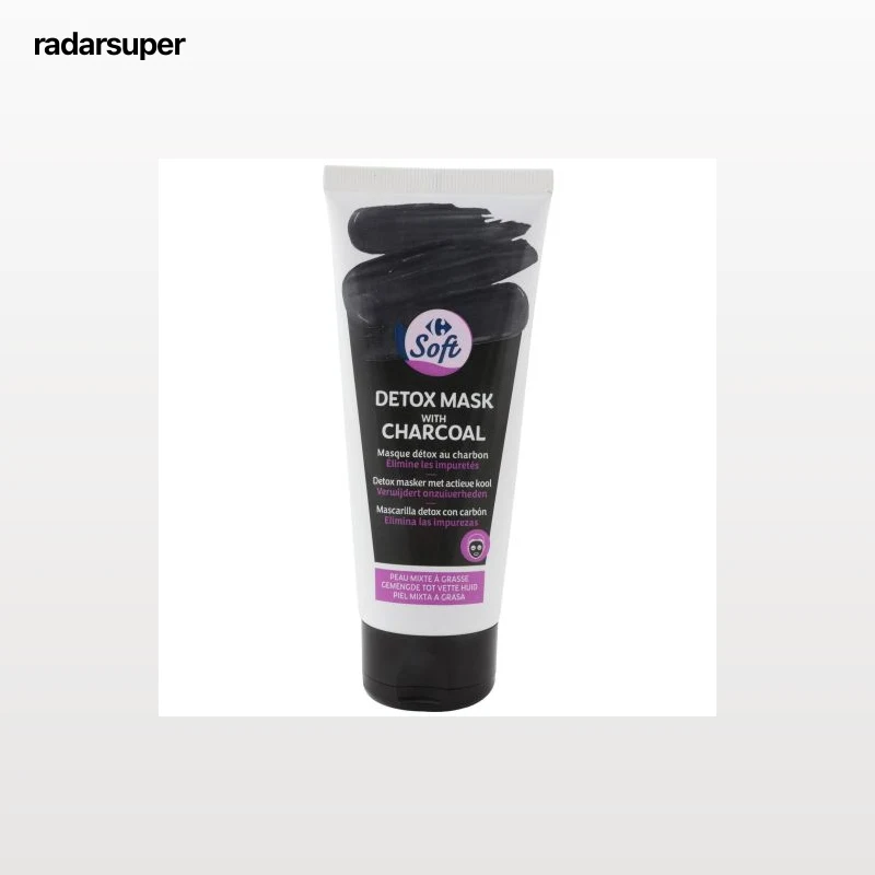 Mascarilla facial détox con carbón piel mixta a grasa Carrefour Soft 100 ml.