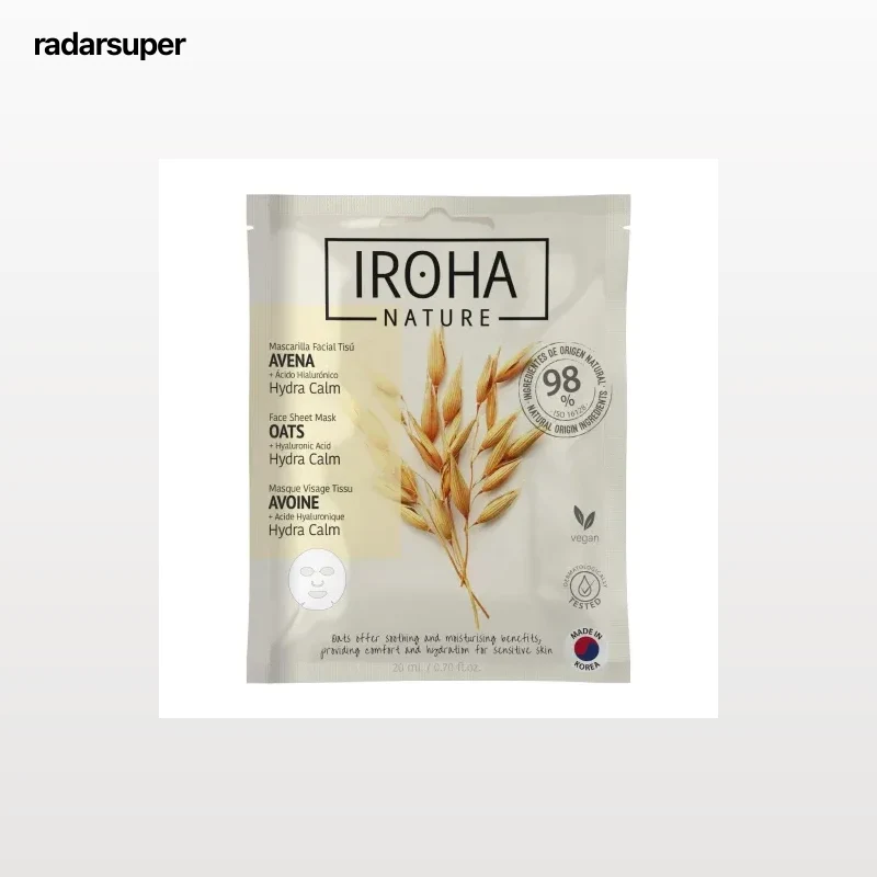Mascarilla facial tisú con avena y ácido hialurónico Hydra Calm Iroha Nature 1 ud.
