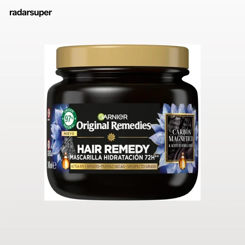 Mascarilla hidratante carbón magnético semilla negra puntas secas Original Remedies Garnier 340 ml.