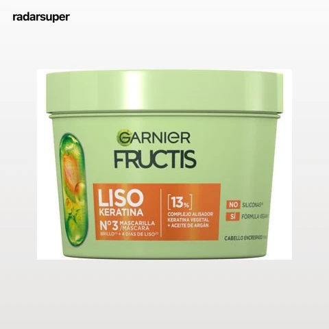 Mascarilla liso keratina para cabello encrespado Garnier Fructis 370 ml.