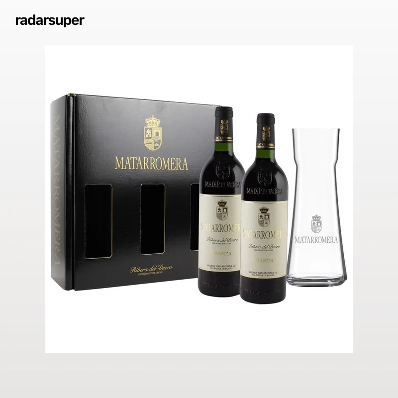 MATARROMERA  Estuche con 2 botellas de vino tinto crianza con D.O. Ribera del Duero + decantador.