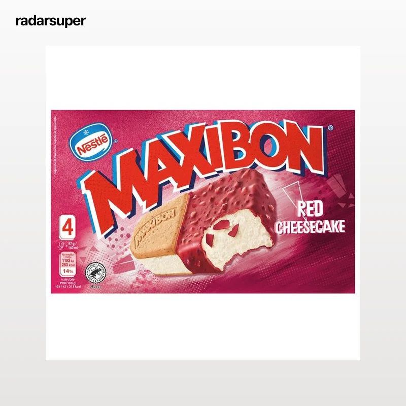 MAXIBON de Nestlé Sandwich de helado de tarta de queso (cheesecake) 4 x 140 ml.