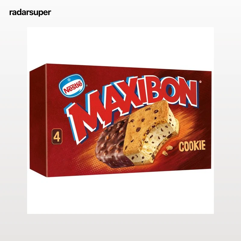 MAXIBON Sándwich de helado de vainilla con cookies 4 x 140 ml.