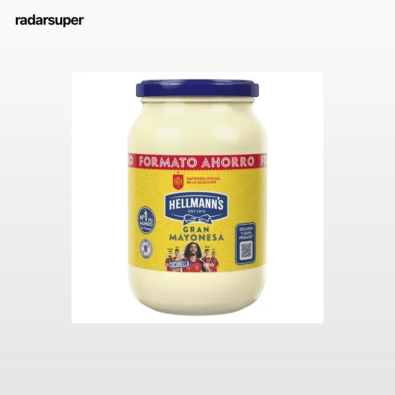Mayonesa Hellmann's sin gluten y sin lactosa tarro 650 ml.