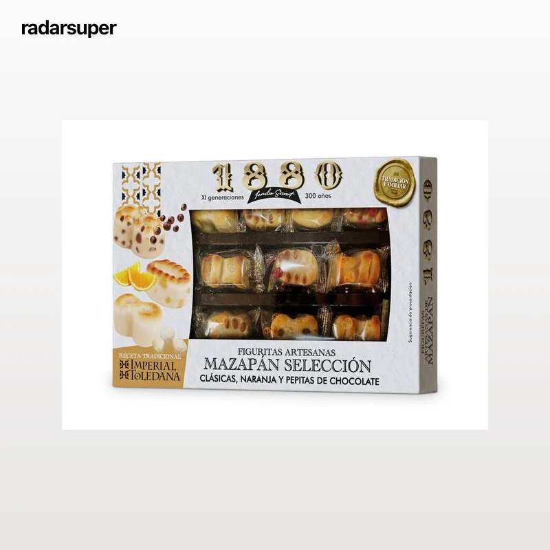 Mazapán 1880 205g Selección clásicas, naranja y pepitas de chocolate