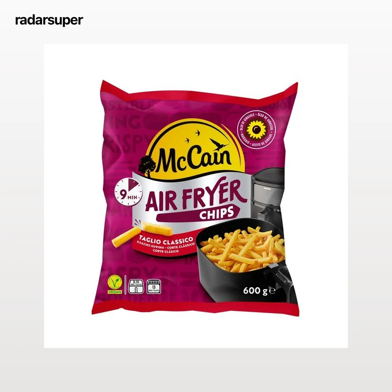 McCAIN Air fryer Patatas con corte clásico, prefritas y ultracongeladas, para hacer en freidora de aire 600 g.