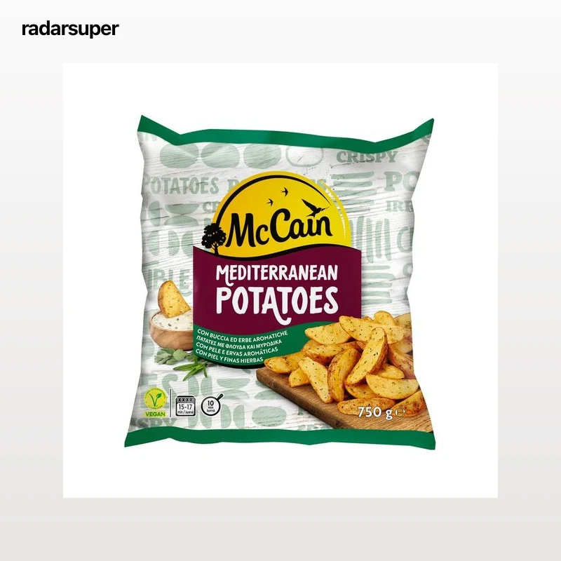 McCAIN Patatas cortadas en gajos con piel y finas hierbas, prefritas y congeladas McCAIN Mediterranean 750 g.