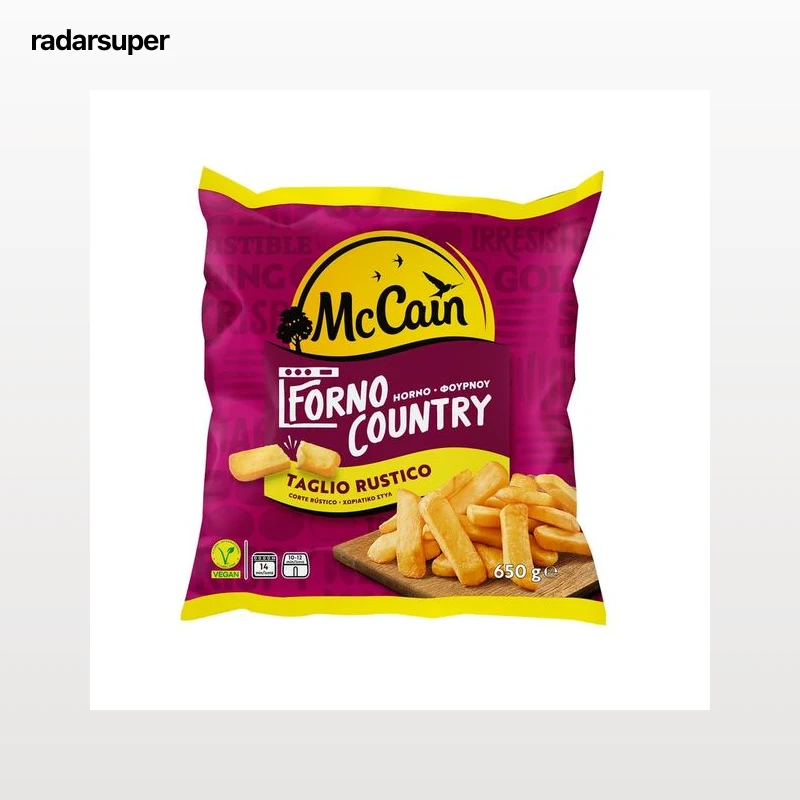 McCAIN Patatas con corte rústico, prefritas y ultracongeladas, para hacer al horno Forno country 650 g.