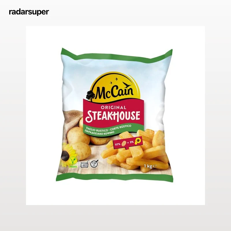 McCAIN Patatas prefritas ultracongeladas, con corte rústico McCAIN Steakhouse 1 kg.