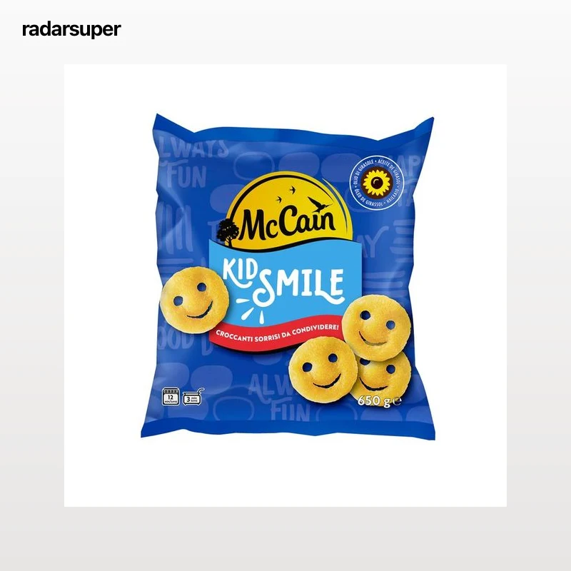 McCAIN Patatas prefritas ultracongeladas, con forma de caritas sonrientes Kid smile 650 g.