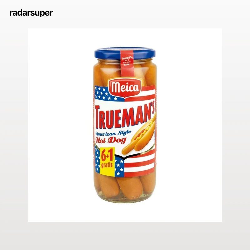 MEICA Salchichas Hot Dog American Style 6+1 Truemans frasco de 540 g.