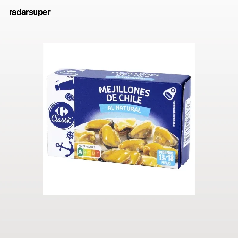 Mejillones de Chile al natural 14/18 Classic Carrefour 69 g.