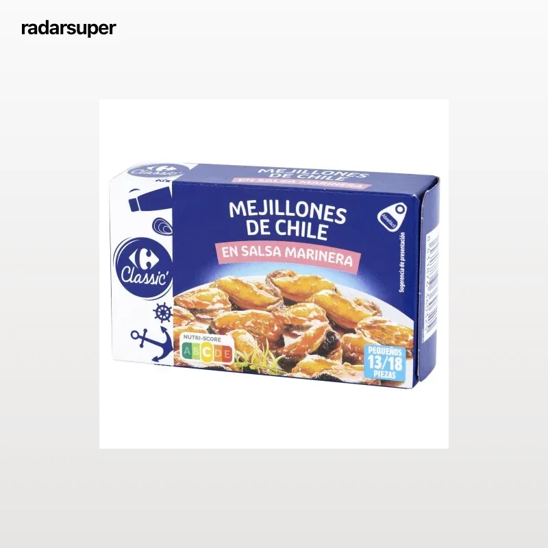 Mejillones de Chile en salsa marinera 14/18 Classic Carrefour 65 g.
