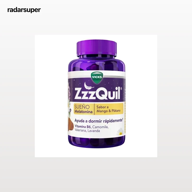 Melatonina en gominolas sabor plátano y mango ZzzQuil Natura Vicks sin gluten sin lactosa 60 ud.