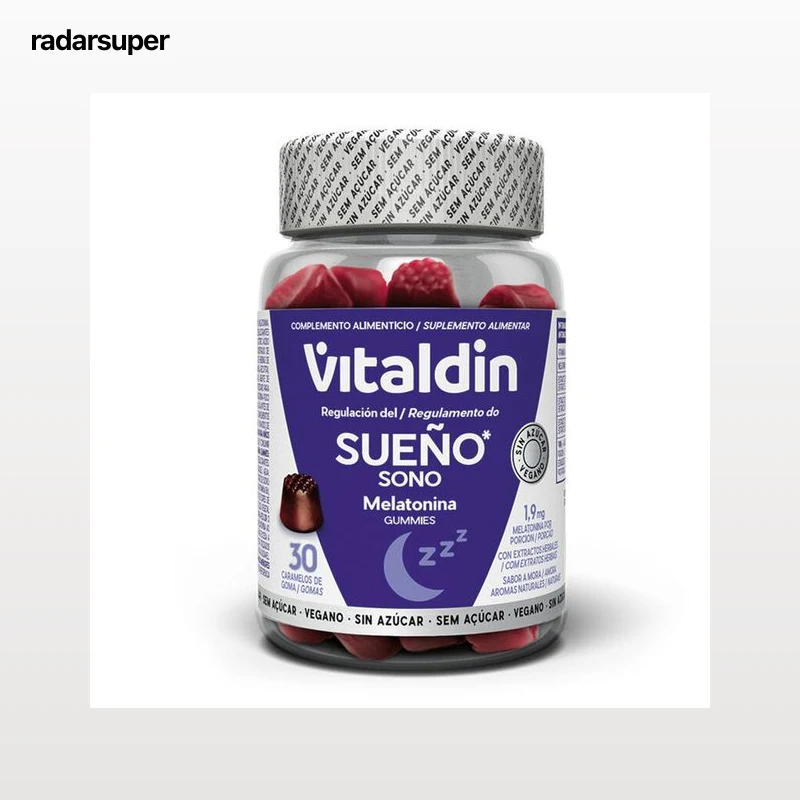 Melatonina gummies sin azúcar regulación del sueño Vitaldin 30uds