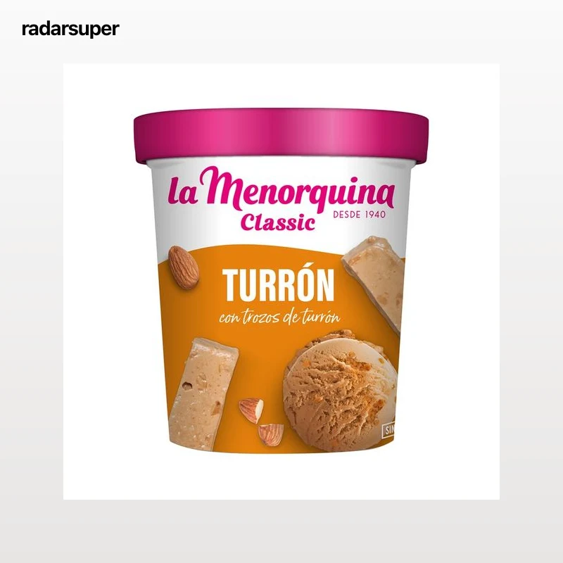LA MENORQUINA Classic Tarrina de helado de turrón con trozos de turrón 450 ml.