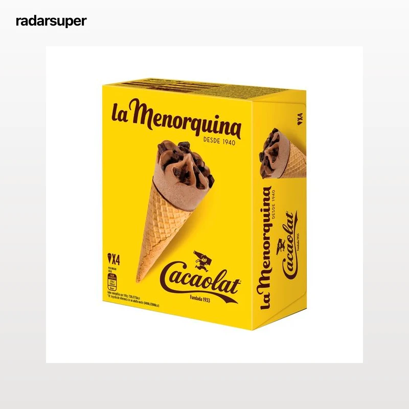 LA MENORQUINA Cono de helado de cacaolat 4 x 120 ml.