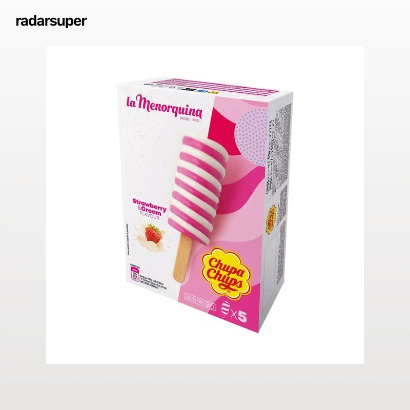 LA MENORQUINA Helado de agua con sabor a fresa y nata 5 x 50 ml.