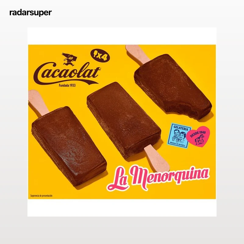 LA MENORQUINA Helado polo de Cacaolat 4 x 100 ml.