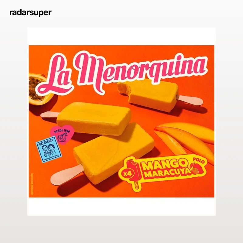 LA MENORQUINA Helado polo de mango y maracuyá 4 x 100 ml.