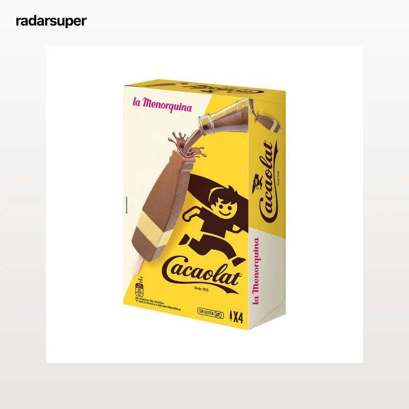 LA MENORQUINA Polo de helado de chocolate y vainilla 4 x 85 ml.