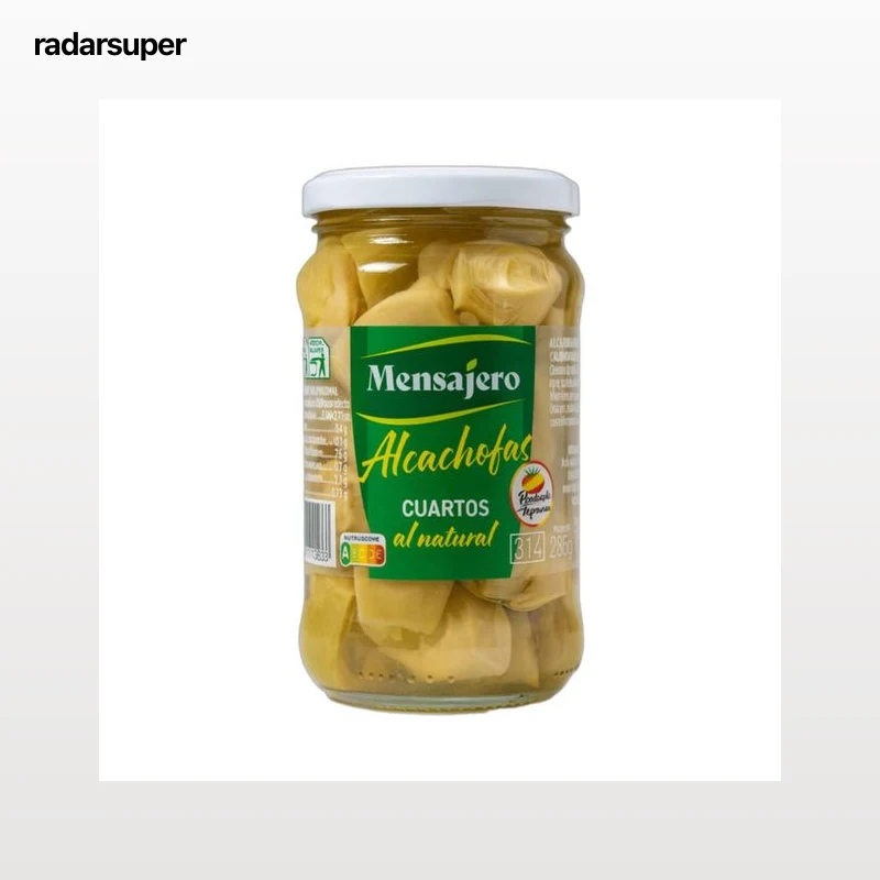 MENSAJERO Alcachofas en cuartos al natural - Tarro 175g.