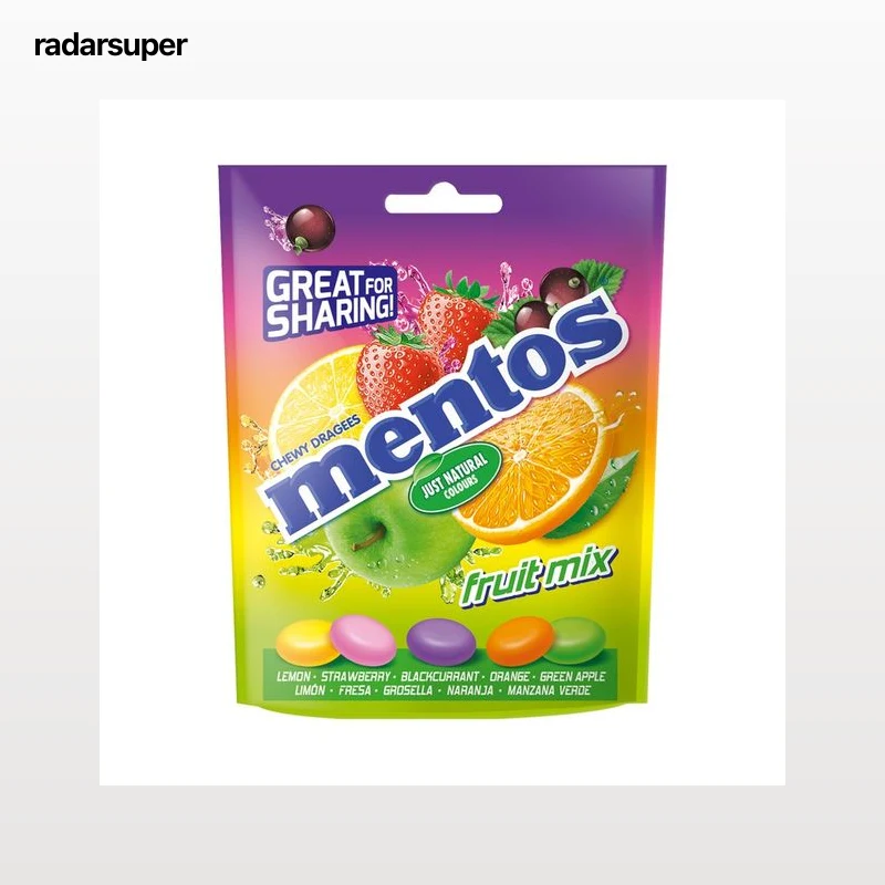 MENTOS Bolsa de caramelos masticables mix frutas con zumo de frutas 160 g.