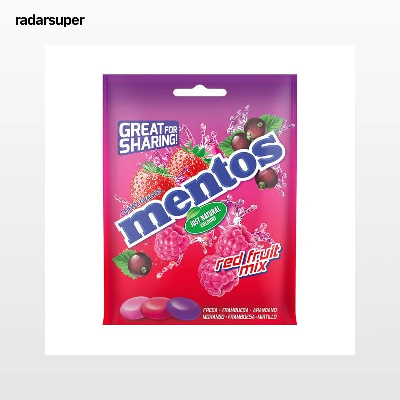 MENTOS Bolsa de caramelos masticables mix frutos rojos con zumo de frutas 160 g.
