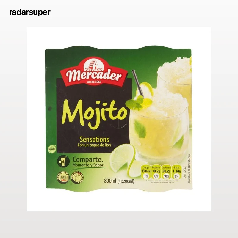 MERCADER Granizado de mojito con un toque de ron y sin gluten MERCADER 4 x 200 ml.