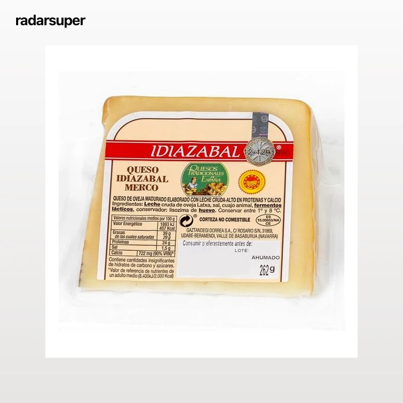 MERCO Queso Idiazabal DOP artesano madurado mas de 6 meses y ahumado con madera de haya, tradición quesería deliciosa.