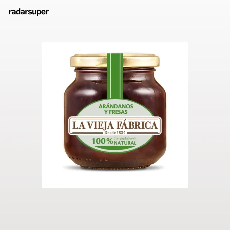 Mermelada de arándanos y fresas cero azúcar refinado La Vieja Fábrica 280 g.
