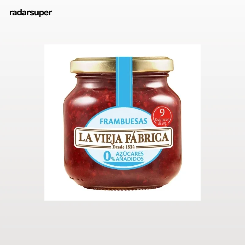 Mermelada de frambuesa La Vieja Fábrica sin azúcar añadido 245 g.