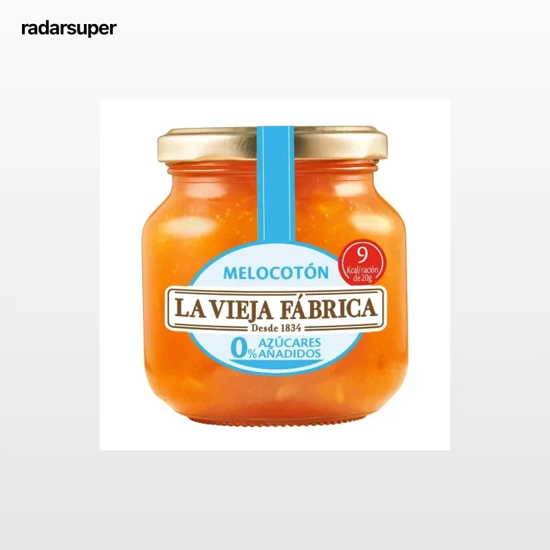 Mermelada de melocotón La Vieja Fábrica sin azúcar añadido 245 g.