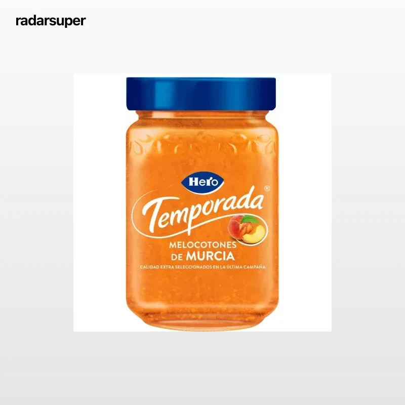Mermelada de melocotón Temporada Hero sin gluten 350 g.