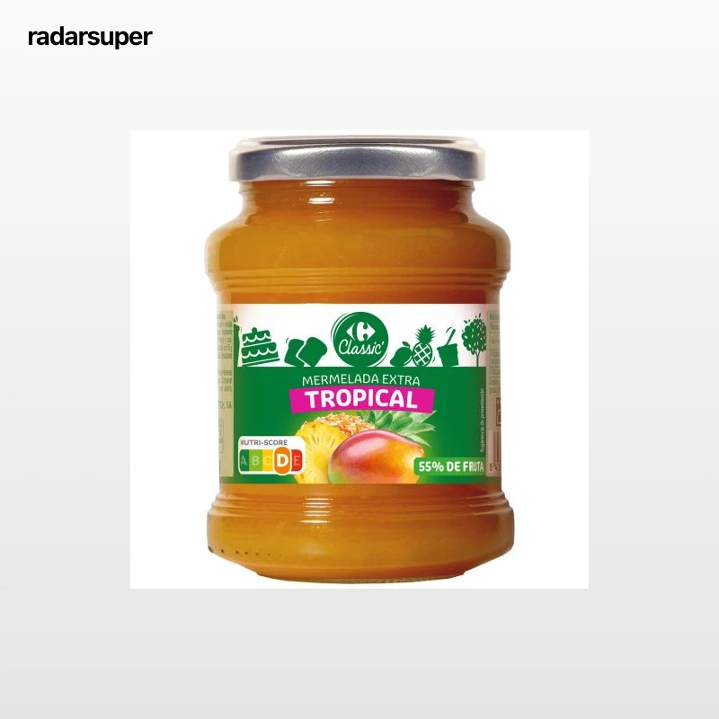Mermelada extra sabor tropical Carrefour Classic 410 g.