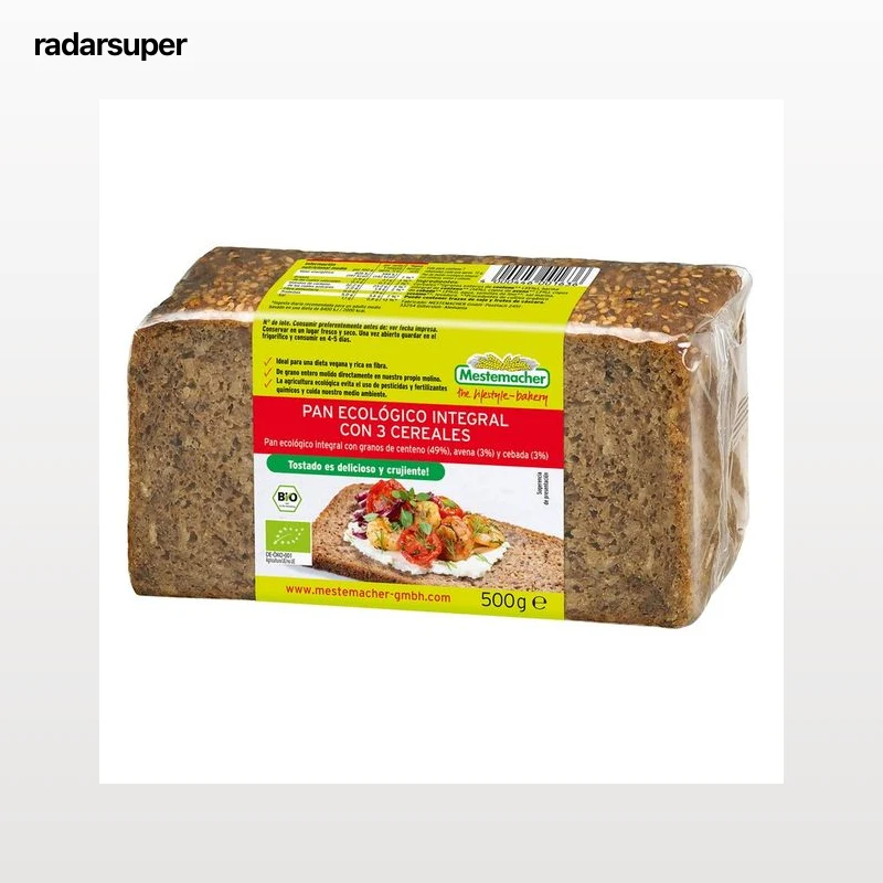 MESTEMACHER Pan ecológico integral con 3 cereales 500 g.