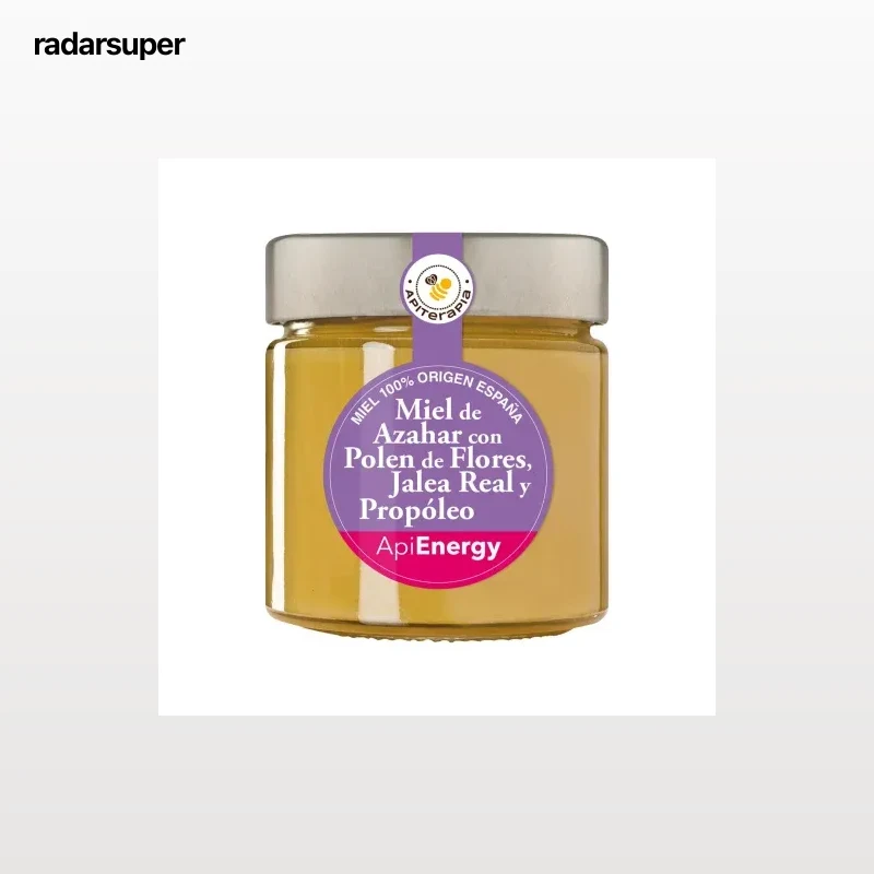 Miel de azahar con polen de flores, jalea real y propóleo ApiEnergy Apiterapia 300 g.