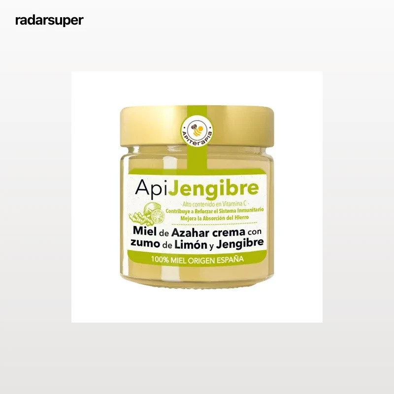 Miel de azahar crema con zumo de limón y jengibre ApiJengibre Apiterapia 300 g.