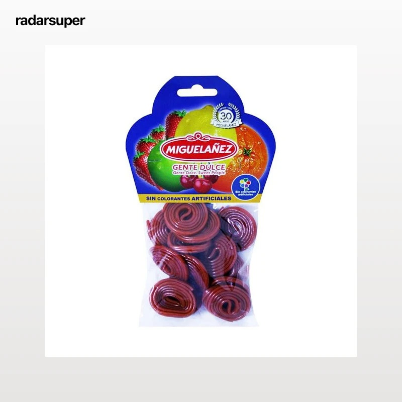 MIGUELAÑEZ Gominolas regaliz en forma de disco color rojo bolsa 125 g.