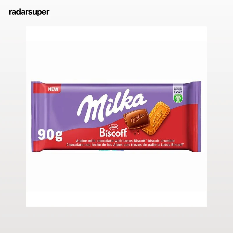 MILKA Chocolate con leche y galleta Lotus Biscoff 90 gr.
