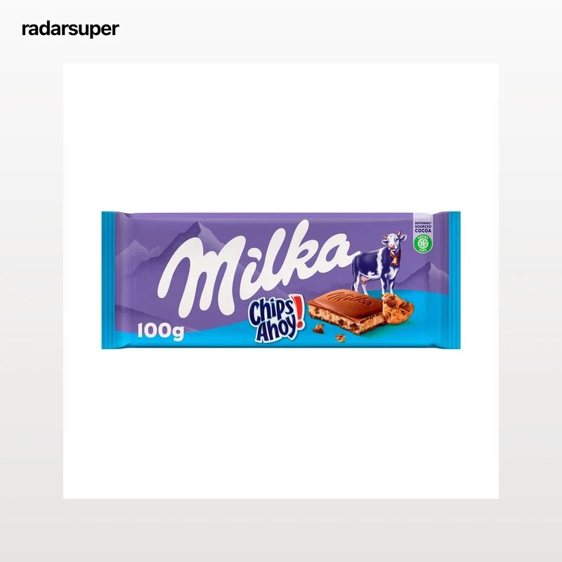 MILKA Chocolate con leche relleno de galletas chips ahoy 100 g.