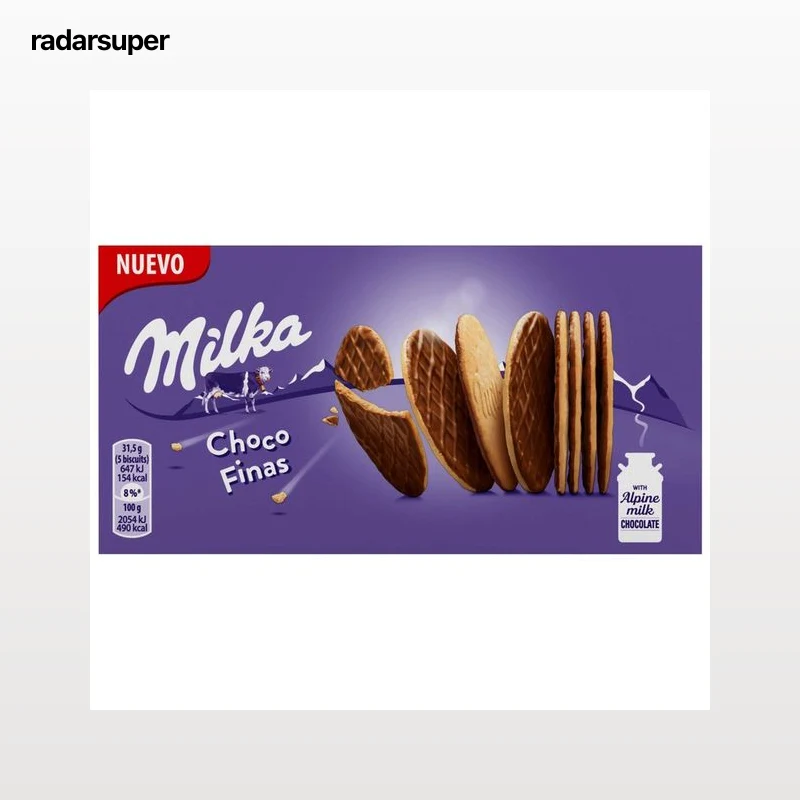 MILKA galletas choco finas cubiertas de chocolate con leche caja 126 g.