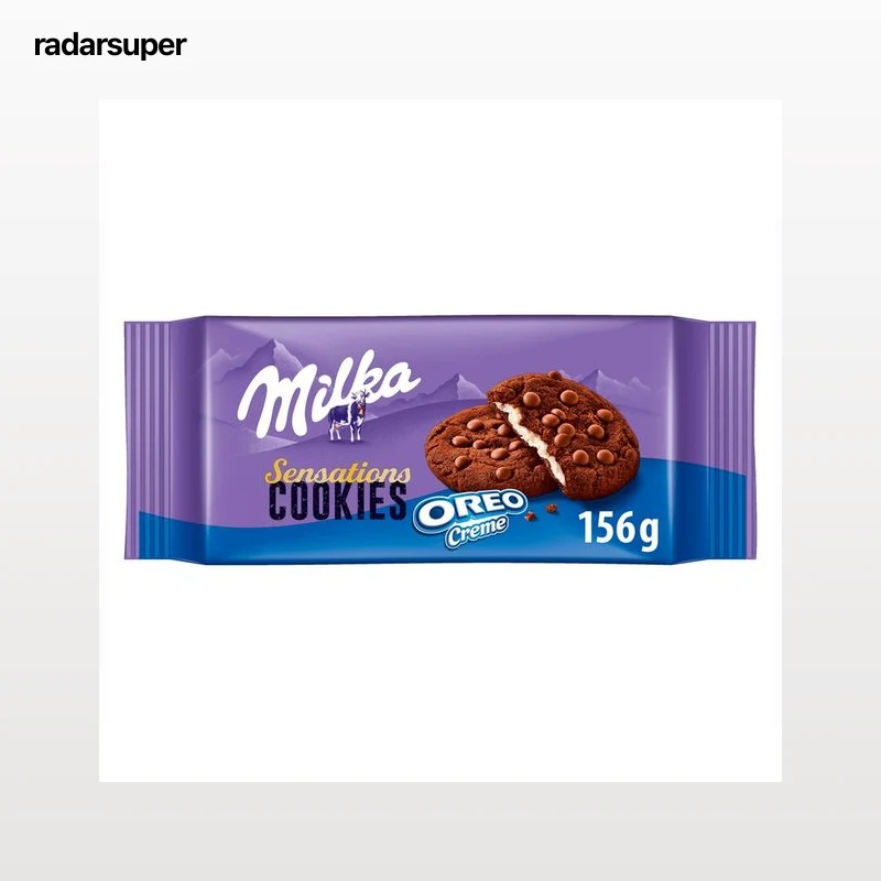 MILKA Oreo sensations Galletas cookies de chocolate Milka, rellenas de crema de Oreo 156 g.