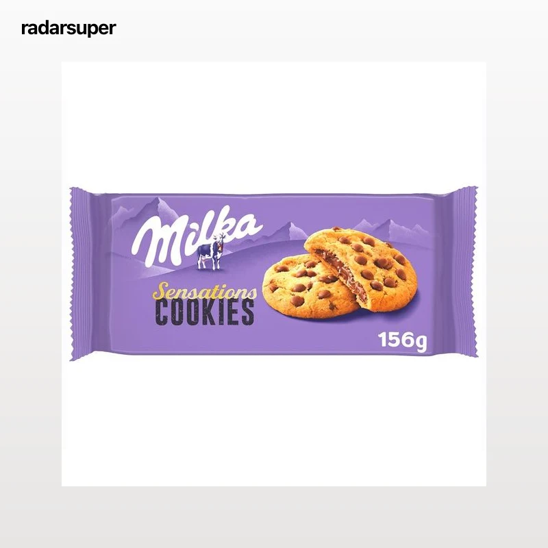MILKA Sensations galleta con Pepitas de Chocolate y Relleno de Chocolate con Leche de los Alpes paquete 156 g.
