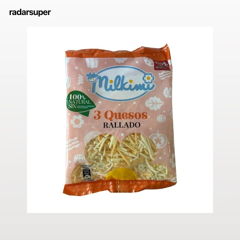 MILKIMI Queso rallado 3 quesos (gouda, cheddar y edam) 120 g.