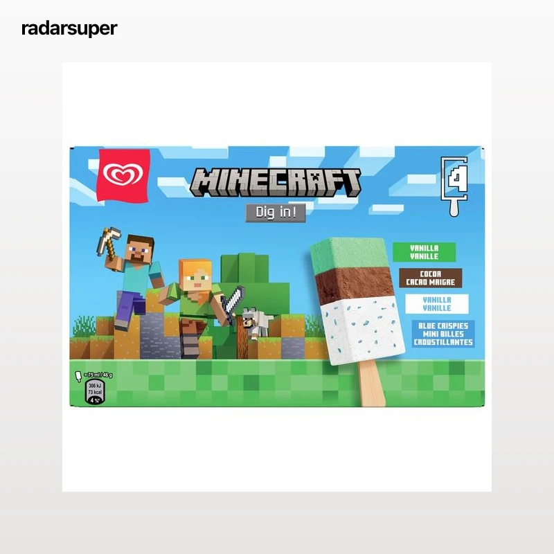MINECRAFT Dig in! de Frigo Polo de vainilla y chocolate 4 x 75 ml.