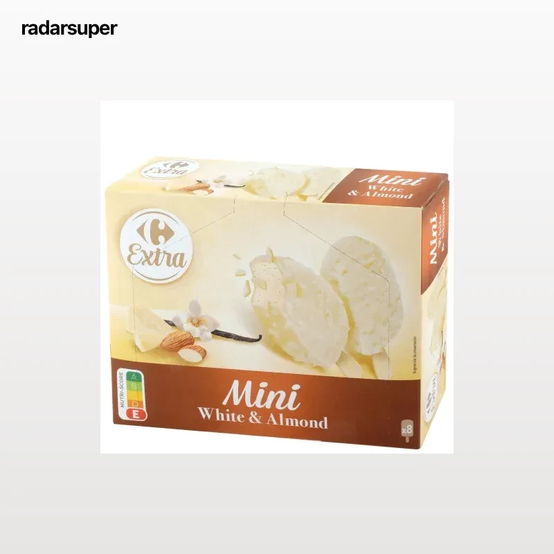 Mini bombón helado chocolate blanco almendrado Extra Carrefour 8 ud.