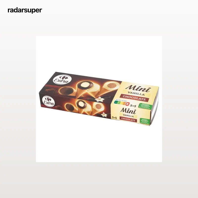 Mini conos de chocolate negro y chocolate blanco Carrefour Extra 10 uds.