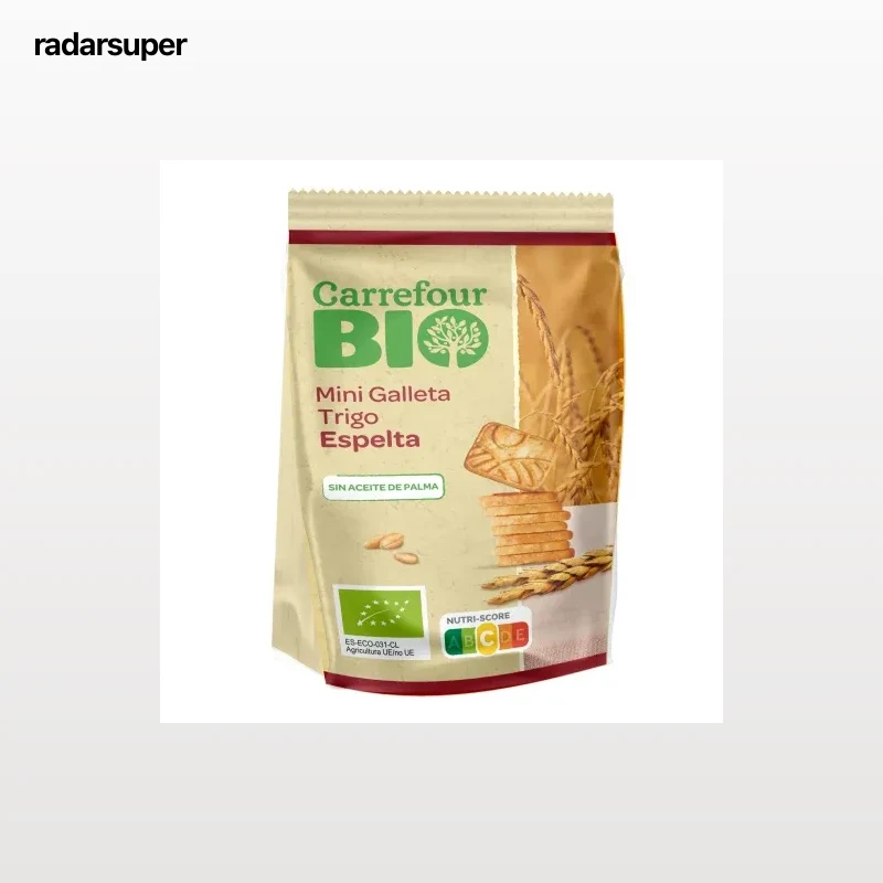 Mini galletas de trigo espelta ecológicas Carrefour Bio 125 g.