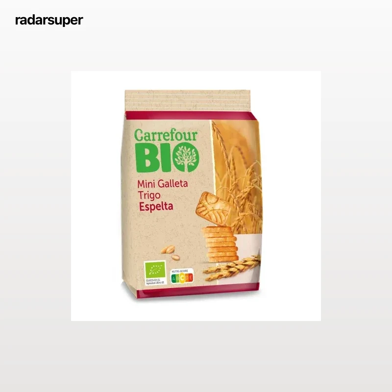 Mini galletas de trigo espelta ecológicas Carrefour Bio 250 g.
